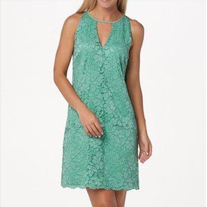 Women's Shift Dress Green Lace